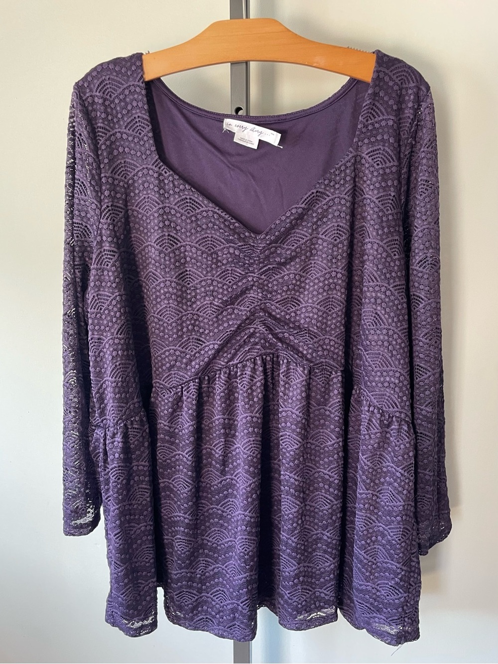 In Every Story Purple Textured Babydoll Blouse Top Boho Plus Size 3X